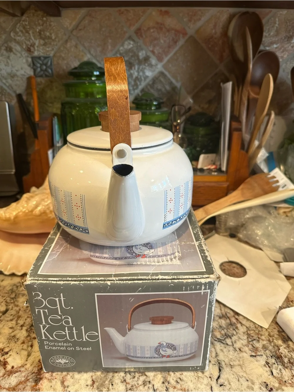 Goose Porcelain Enamel Tea Kettle